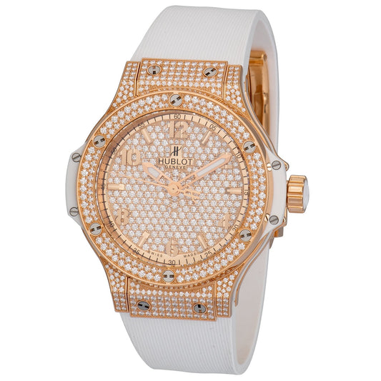 Hublot Big Bang Quartz 18k Gold Diamond Case and Dial White 38mm Ladies' Watch 361.PE.9010.RW.1704
