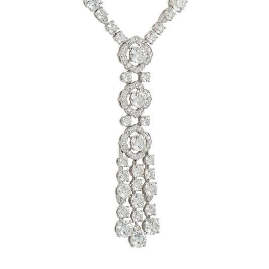 Graff White Gold Diamond Drop Necklace TDW 42.56cts