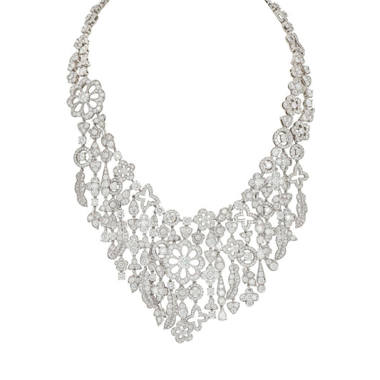 Graff White Gold Bohemia Necklace with White Round and Pear Shape Diamonds