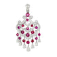 Graff ruby and diamond white gold chandelier earrings featuring round and pearshape diamonds with round rubies.