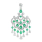 Graff emerald and diamond chandelier earring in white gold featuring pear-shaped and round gemstones.