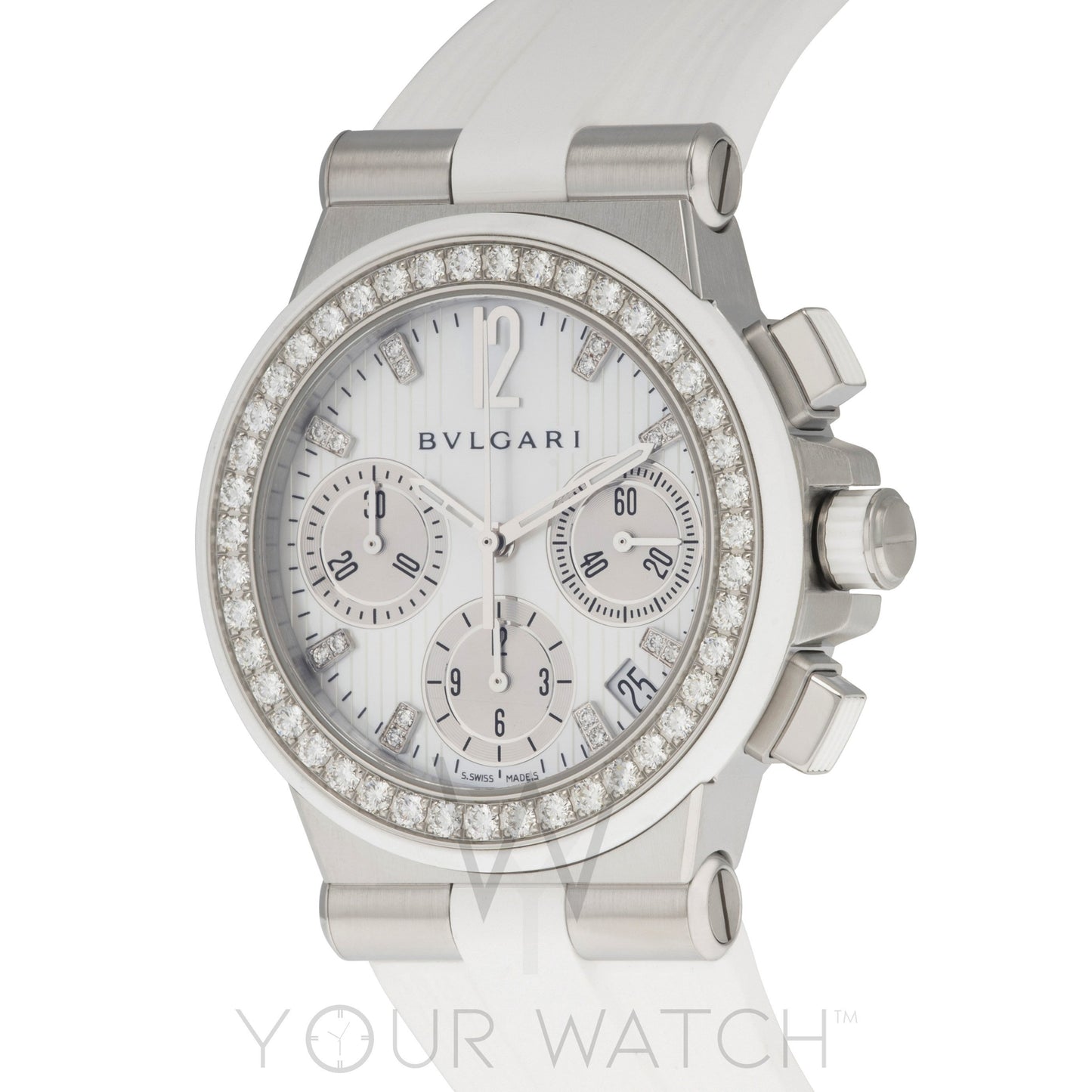 Bvlgari Diagono White Diamond Chronograph Ladies Watch 101755