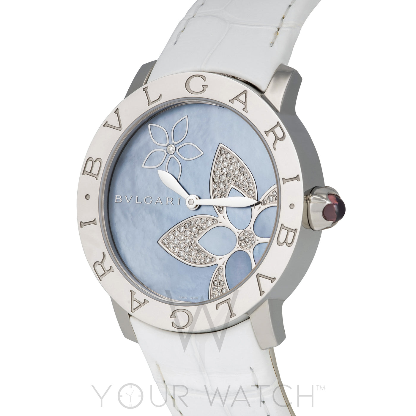 Bvlgari Blue Mother Of Pearl Flower Design Ladies Watch