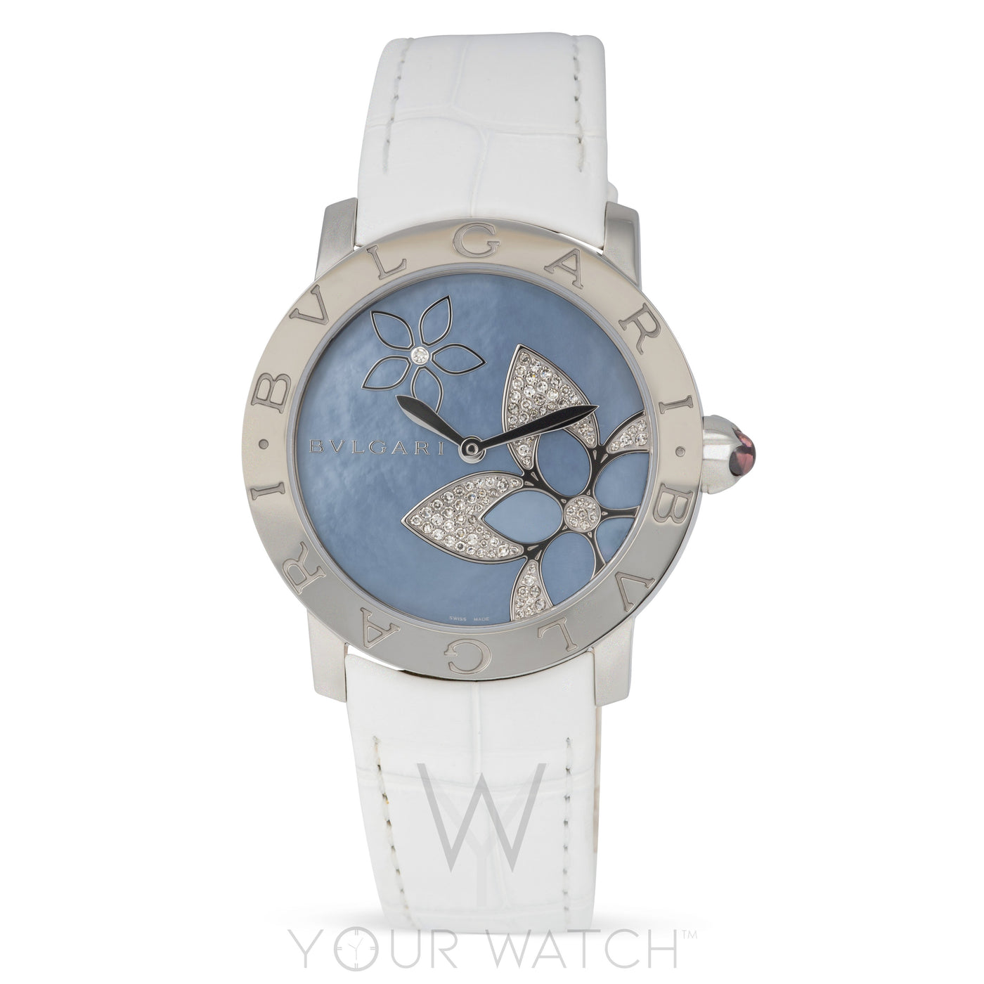 Bvlgari Blue Mother Of Pearl Flower Design Ladies Watch