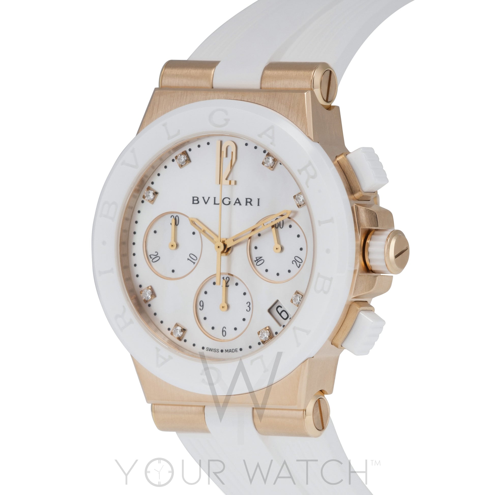 Bvlgari Diagono 18 Carat Pink Gold Chronograph Ladies Watch 101994