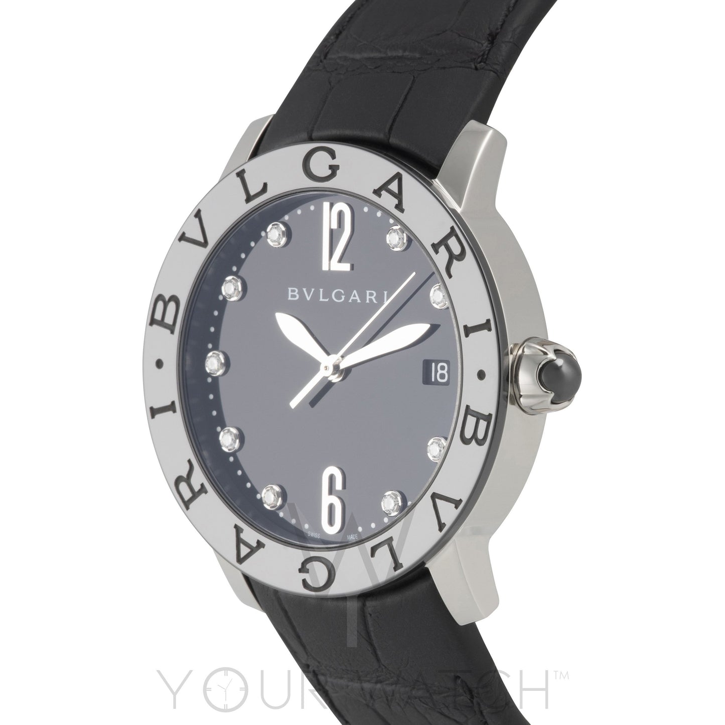 Bvlgari Automatic Black Lacquered Diamond Dial Ladies Watch 102054
