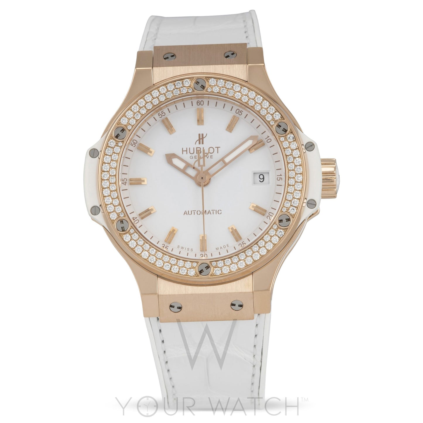Hublot Big Bang 18k Rose Gold Diamond Bezel Automatic Men's Watch 365.PE.2180.LR.1104