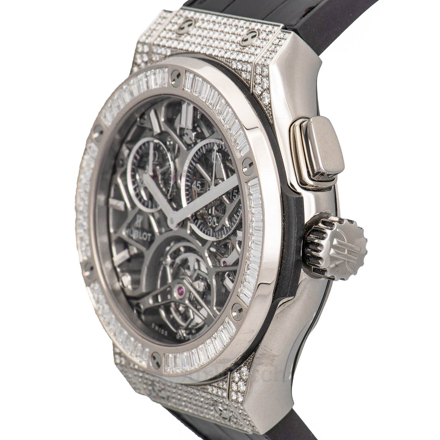 Hublot Classic Fusion Tourbillon Chronograph 45mm Titanium With Diamond Bezel Mens Watch 506.NX.0170.LR.0904