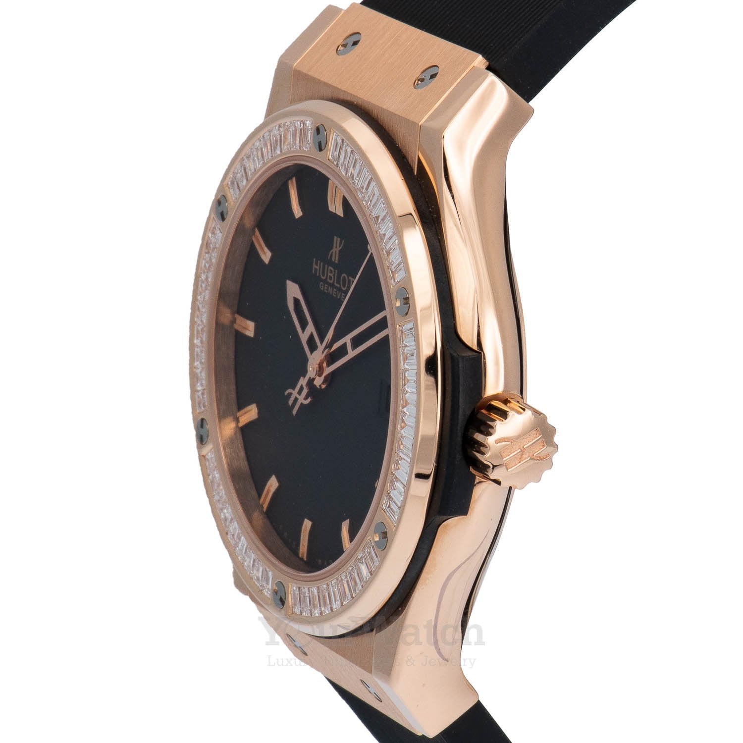 Bust down 18K Gold Hublot Classic Fusion Chronograph Men's Diamond Watch