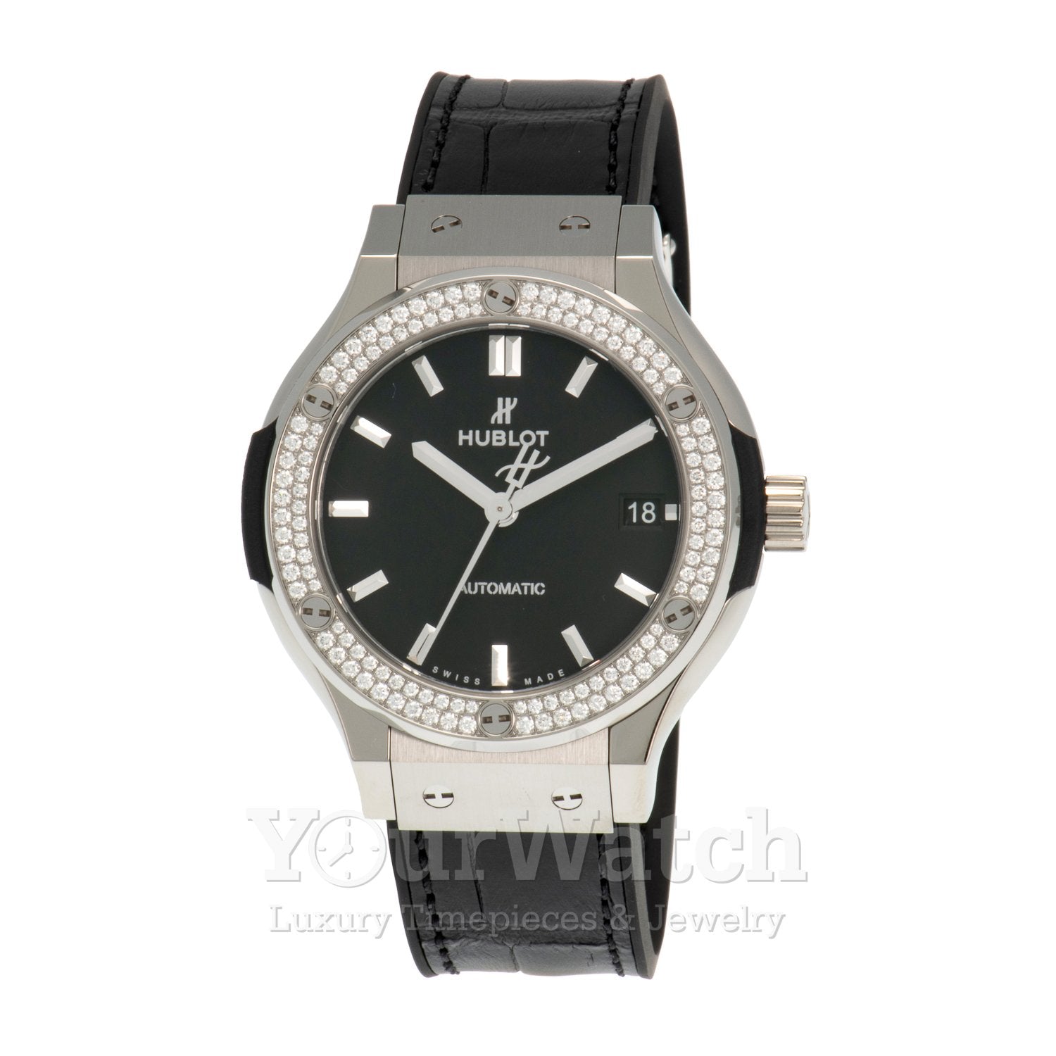 Hublot Classic Fusion Matte Black Dial Automatic Men's Diamond Watch 565.NX.1171.LR.1104