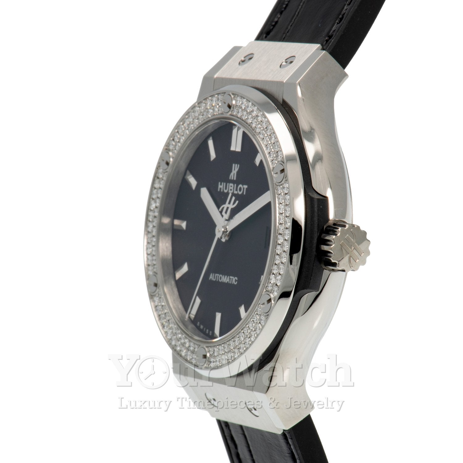 Hublot Classic Fusion Matte Black Dial Automatic Men's Diamond Watch 565.NX.1171.LR.1104