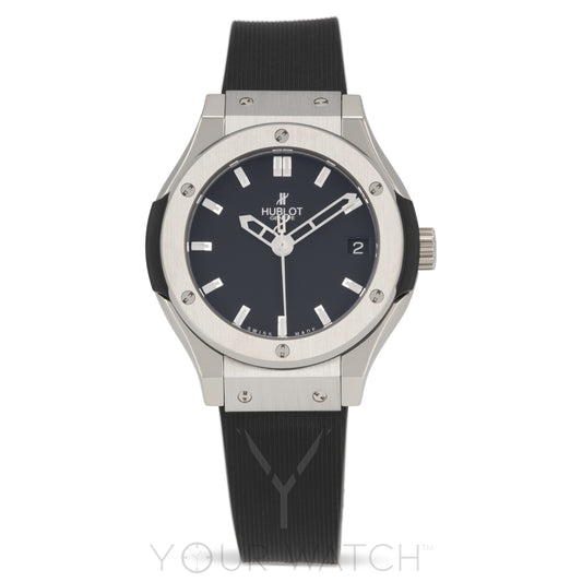Hublot Classic Fusion Quartz Titanium 33mm Black Dial Ladies Watch 581.NX.1170.RX