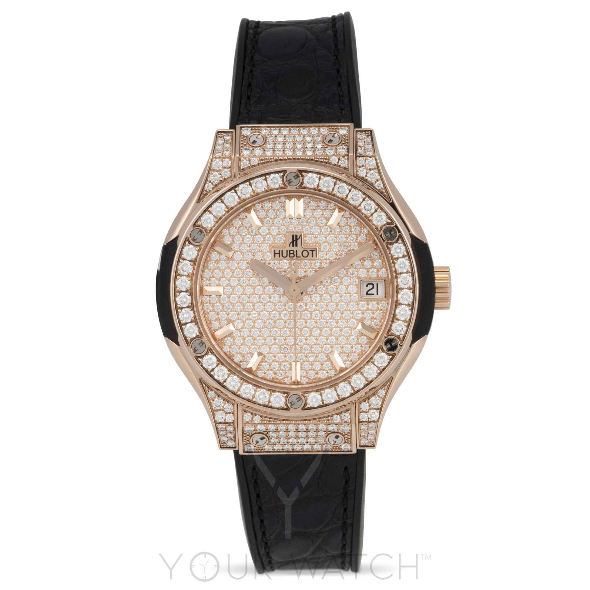 Hublot Classic Fusion Quartz 18kt Rose Gold Diamond Ladies Watch 581.OX.9010.LR.1704