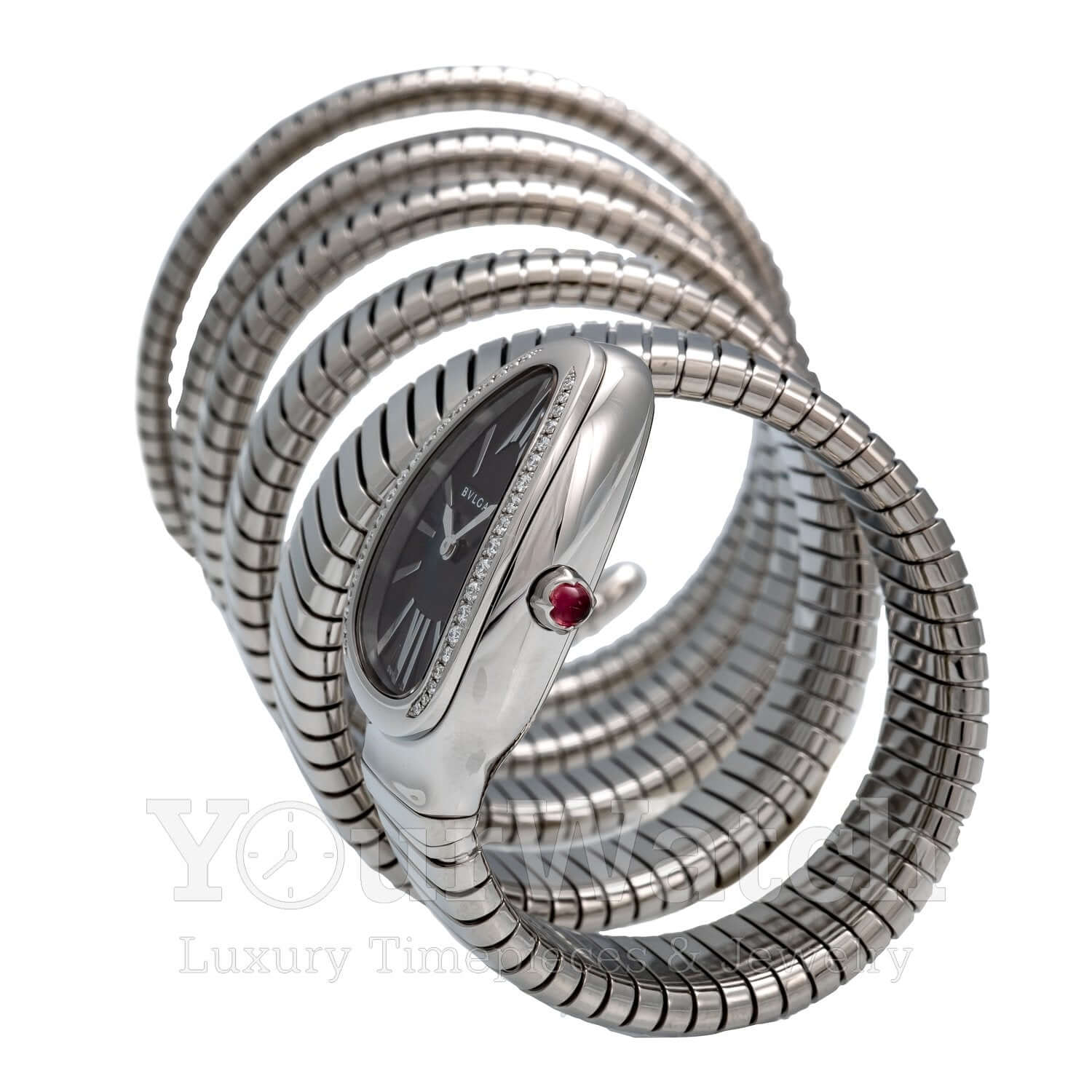 Bvlgari Serpenti Tubogas Single Spiral Quartz Watch Stainless Steel with  Diamond Bezel 23 2067916