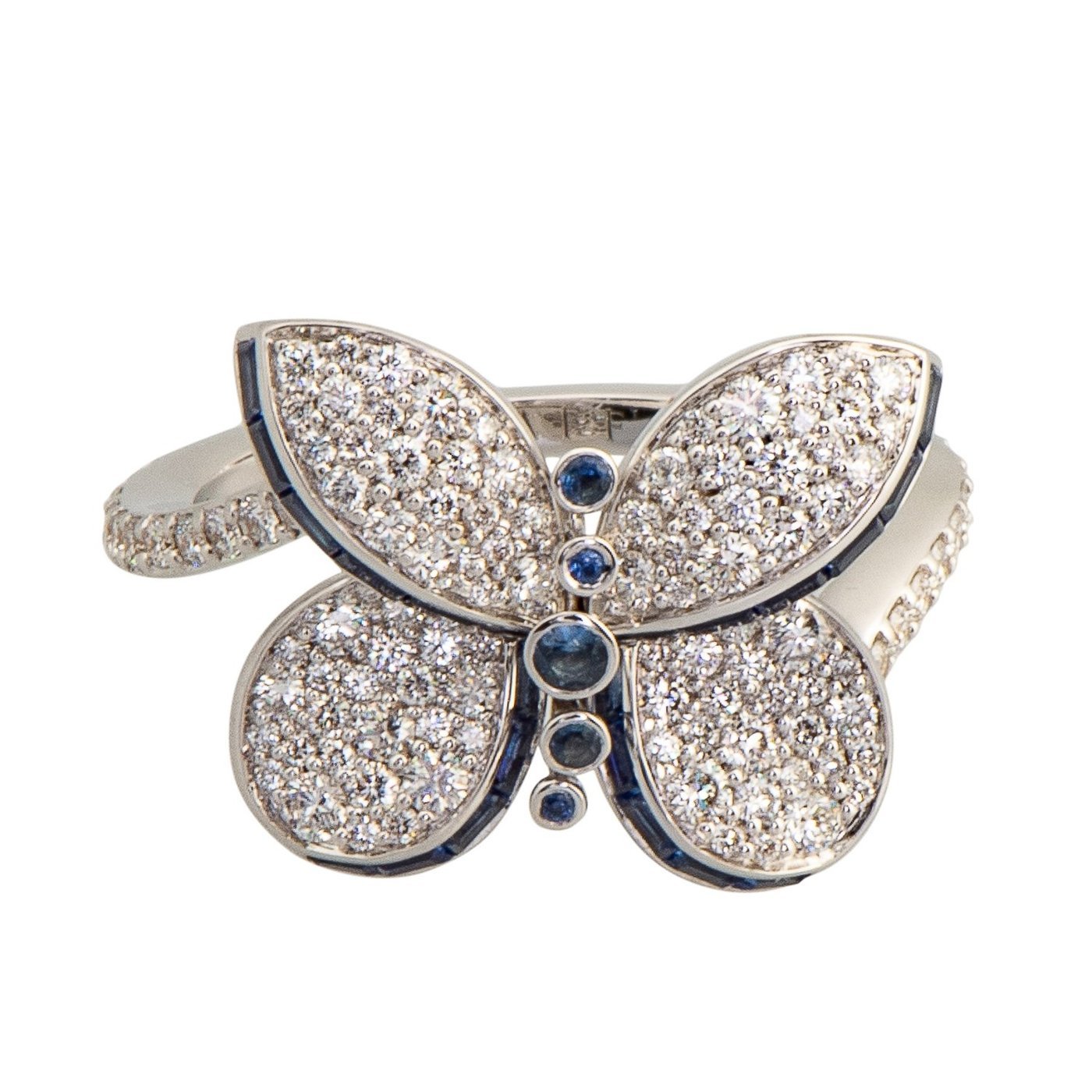 Graff Baby Princess Butterfly Ring With Diamonds and Light Blue Sapphires RGR571