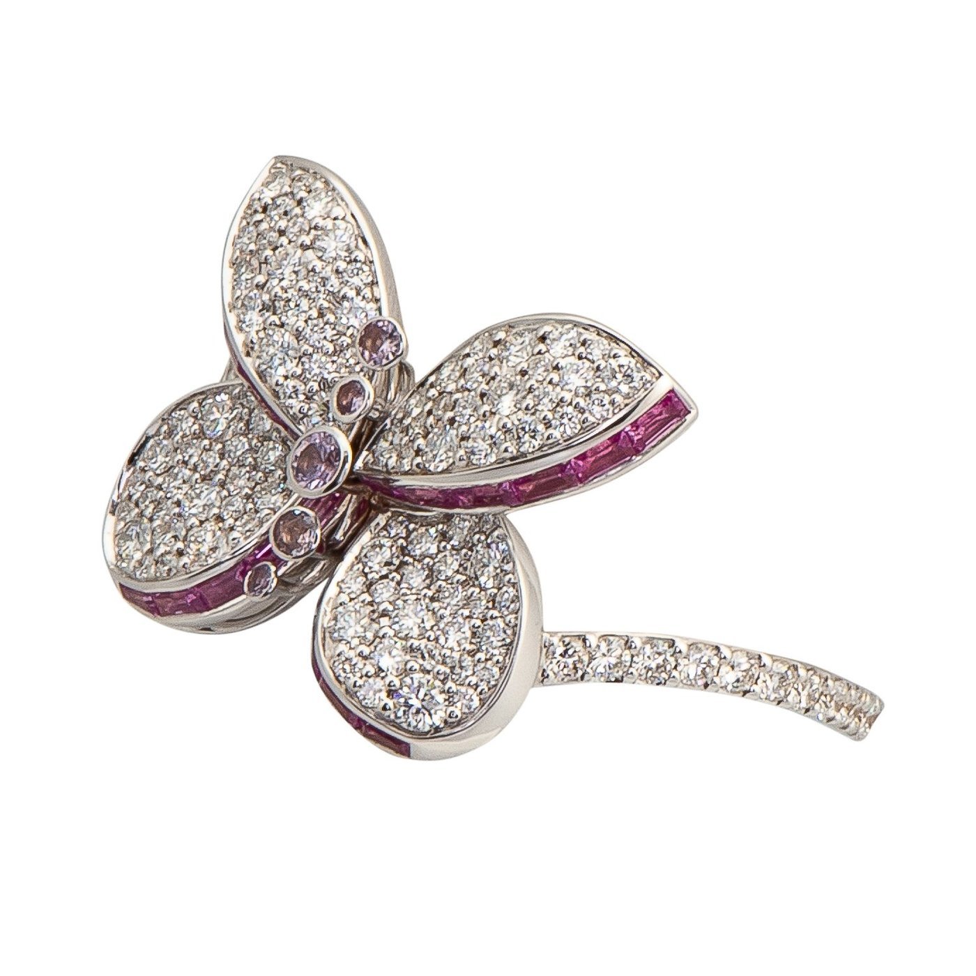 Graff Baby Princess Butterfly Ring with Pave Diamond and Pink and Purple Sapphires RGR534