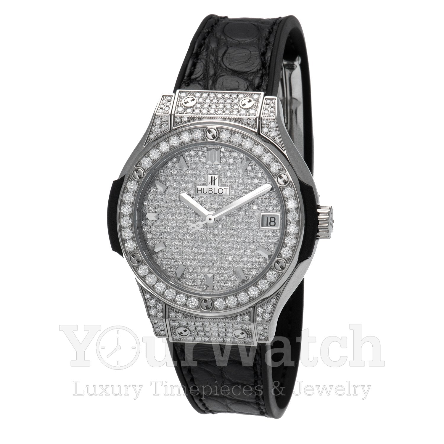 Hublot Classic Fusion Quartz Full Diamond Case 33mm Ladies Watch 581.NX.9010.LR.1704