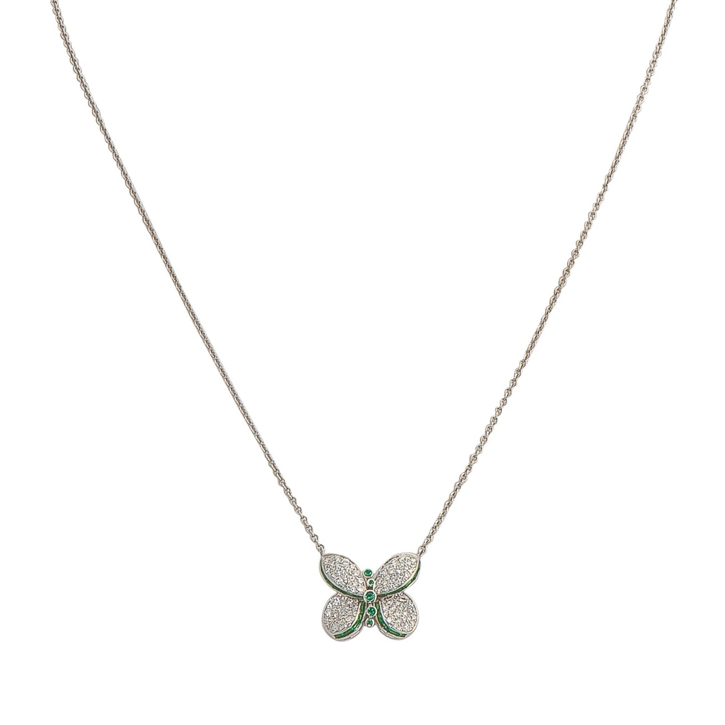 Graff Princess Butterfly Diamond and Emerald Pendant