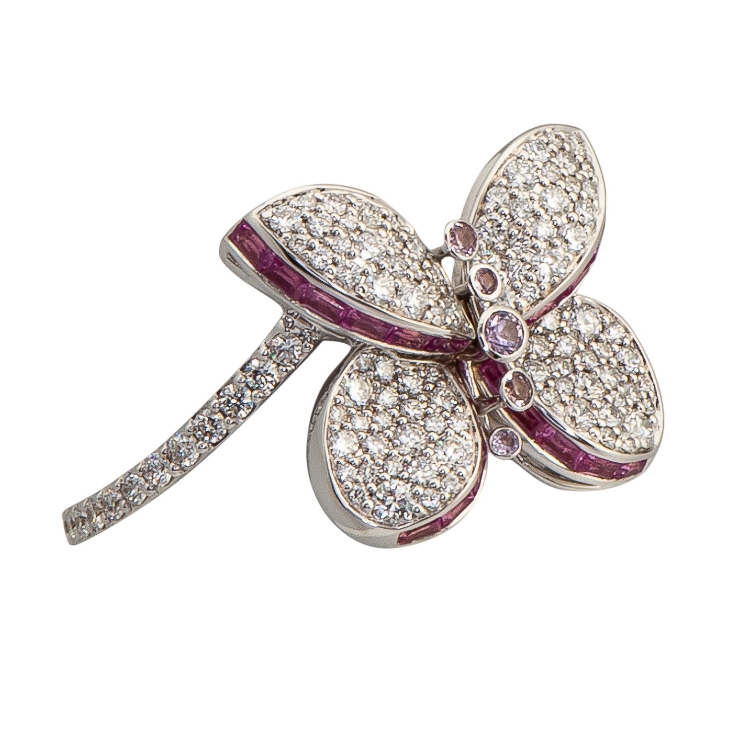 Graff Butterfly Ring with Diamonds and Pink and Purple Sapphires