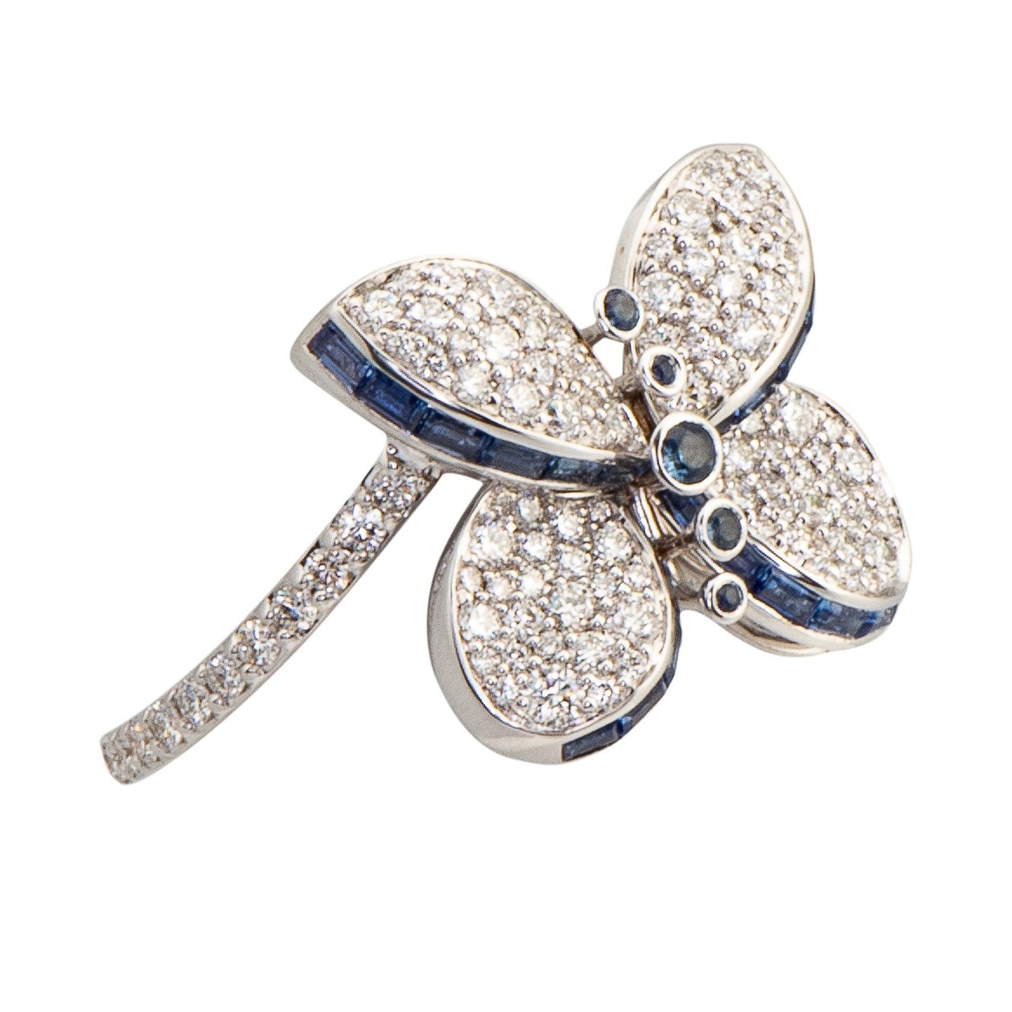 Graff Butterfly Ring With Diamonds and Sapphires