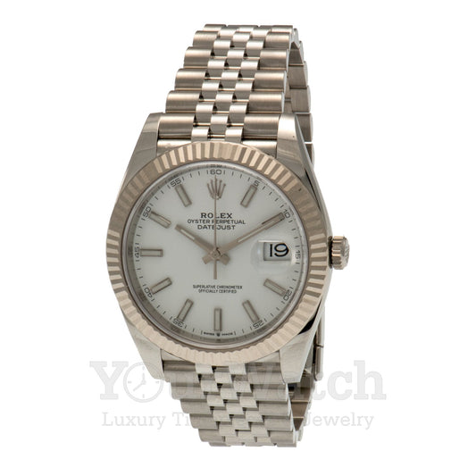 Rolex Datejust Stainless Steel Bracelet White Dial 41mm Mens Watch