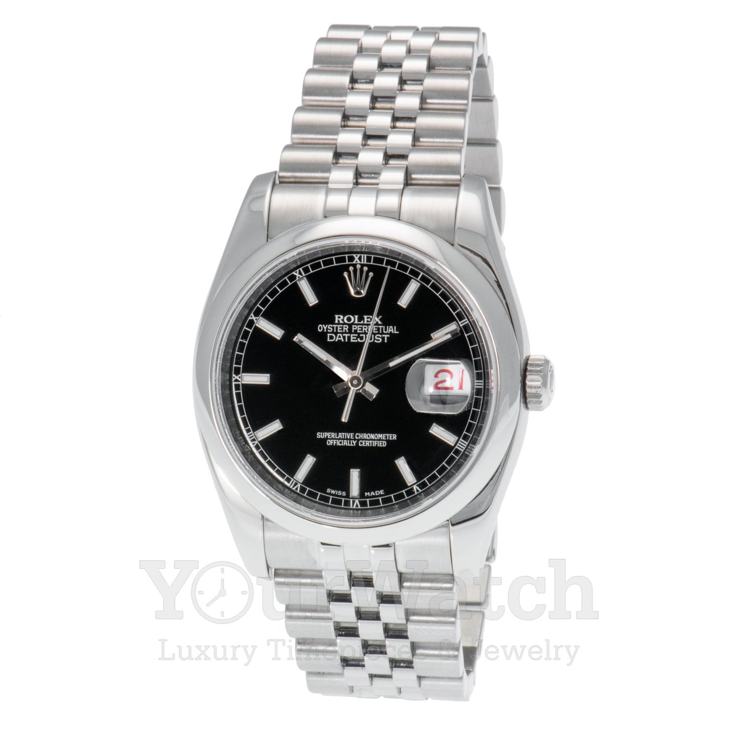 Rolex 116200 Datejust Stainless Steel Black Dial 36mm Watch