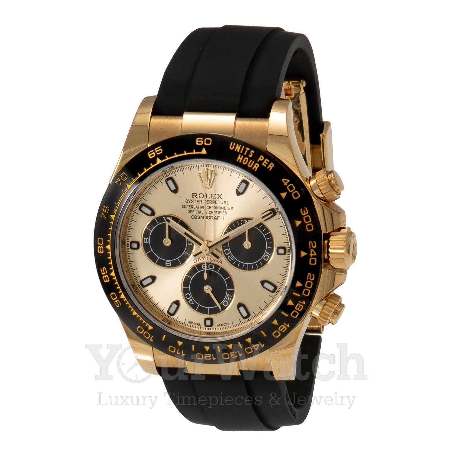 Rolex M116518LN-0040 Cosmograph Daytona Champagne Black Dial Black Rubber Strap 40mm Watch