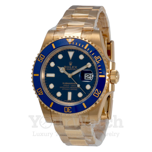 Rolex Submariner Yellow Gold Blue Dial 40mm Mens Watch
