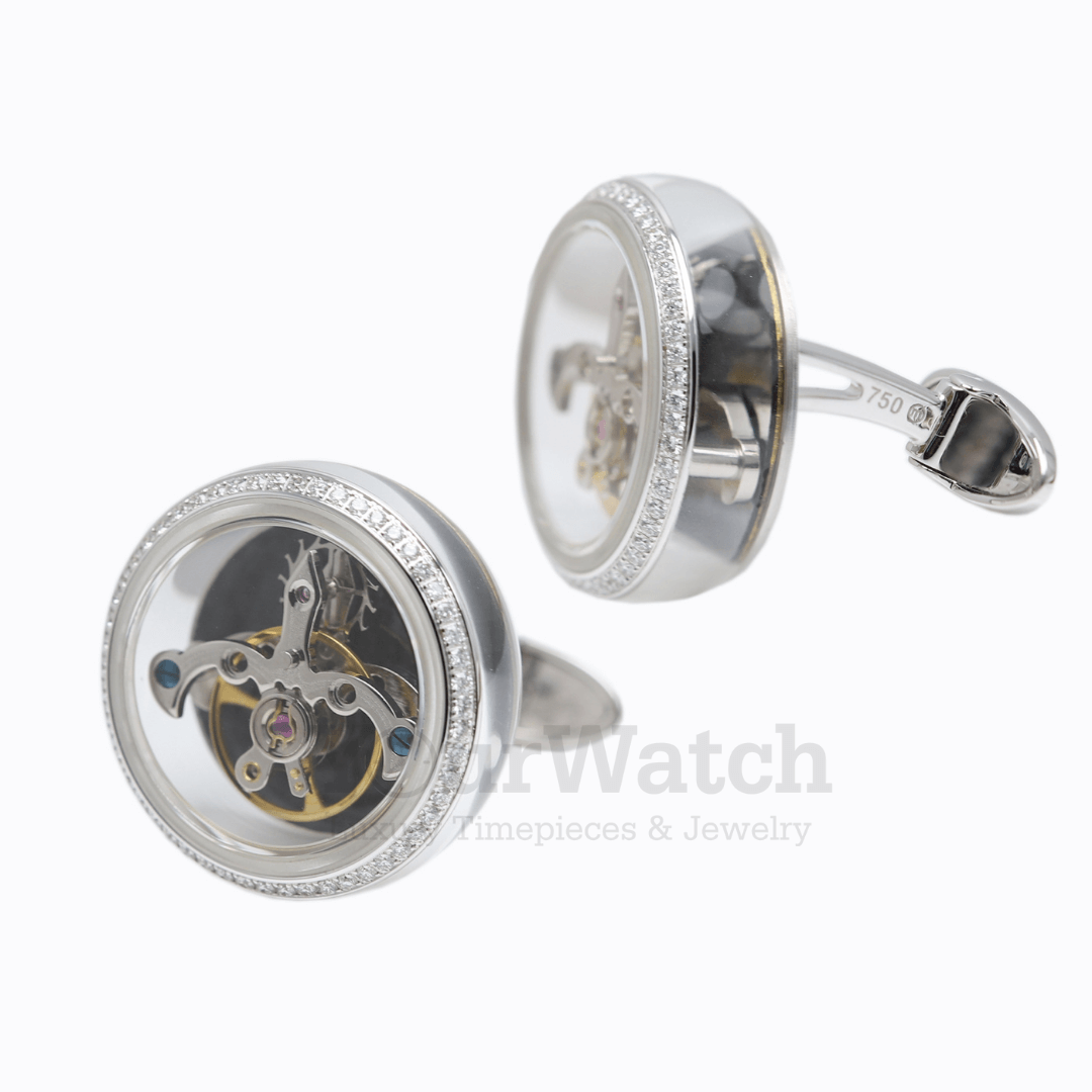 TF TOURBILLON CLASSIC WHITE GOLD & DIAMOND CUFFLINKS CT-WG01D